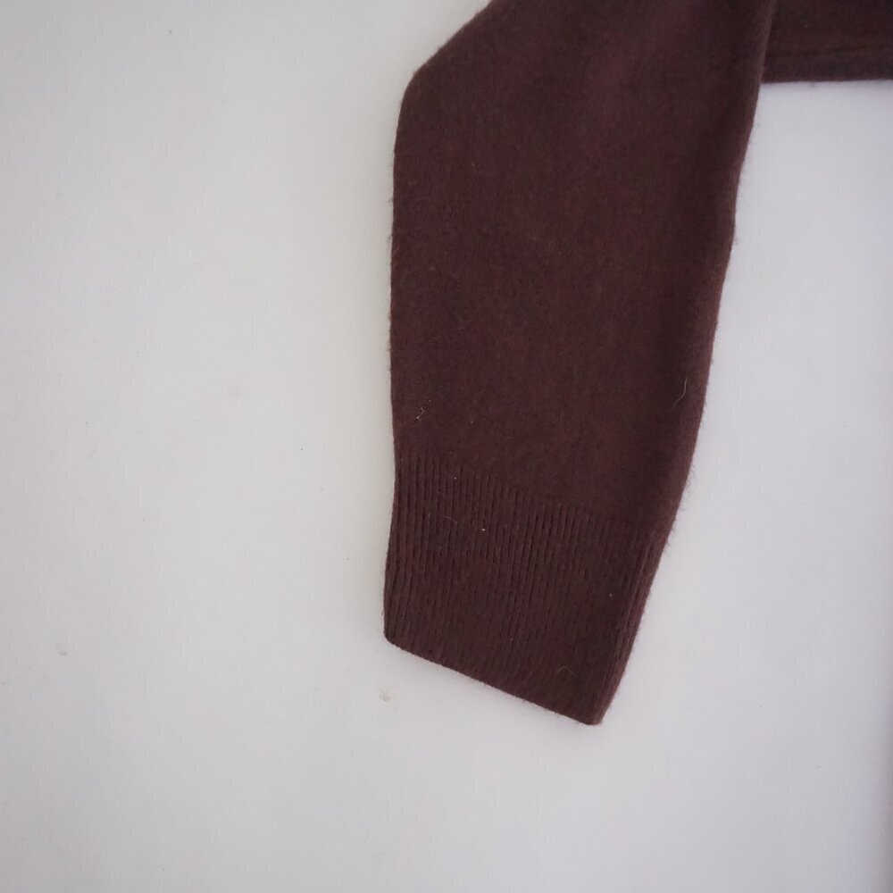 VTG Sag Harbor Brown Floral Embroidered Sequin Ribbon Button Knit Cardigan L - Picture 11 of 12